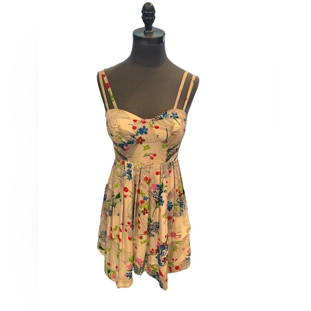 Leifsdottir Silk Floral Pleated Strap Dress Size 0
